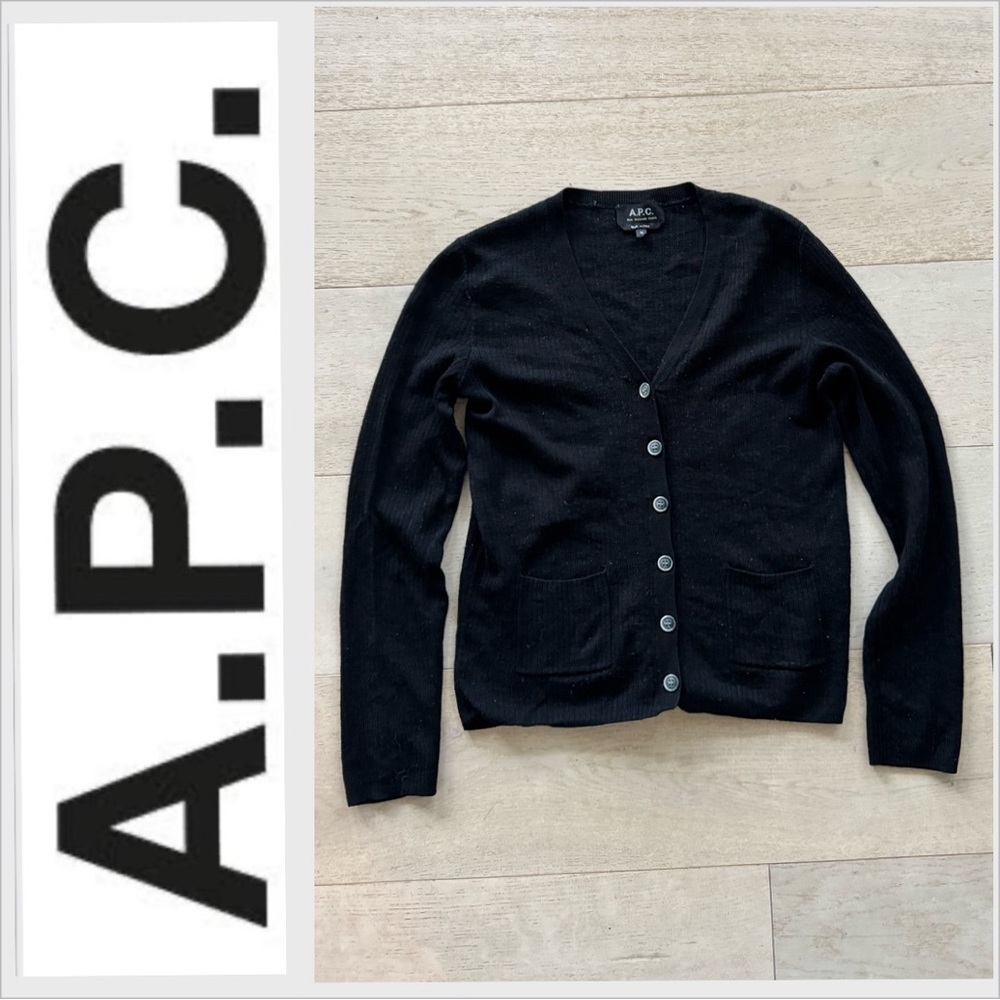 APC Black Cardigan merino wool / Silk M